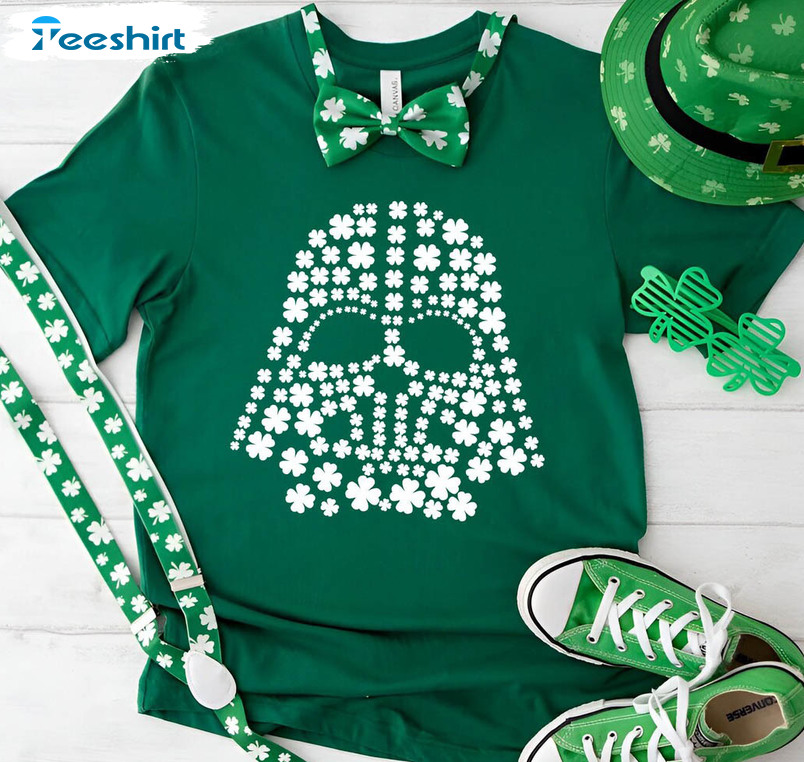 St Patricks Day Darth Vader Shamrock Shirt, Vintage Disney Star Wars Crewneck Short Sleeve