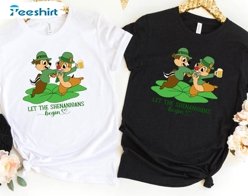 Disney St Patricks Day Shirt, Cute Chip And Dale Sweater Unisex Hoodie