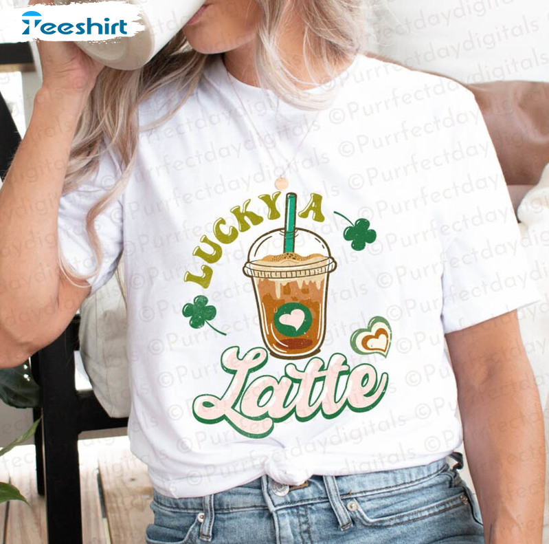 Lucky A Latte Vintage Shirt, St Patricks Day Love Coffee Short Sleeve Unisex T-shirt