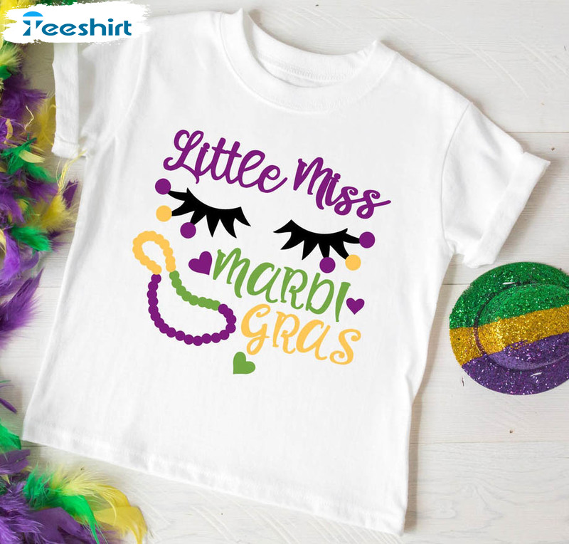 Little Miss Mardi Gras Cute Shirt, Mardi Gras Funny Long Sleeve Sweatshirt