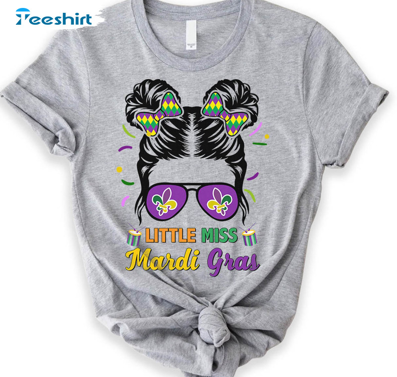 Little Miss Mardi Gras Shirt, Louisiana New Orleans Long Sleeve Unisex Hoodie