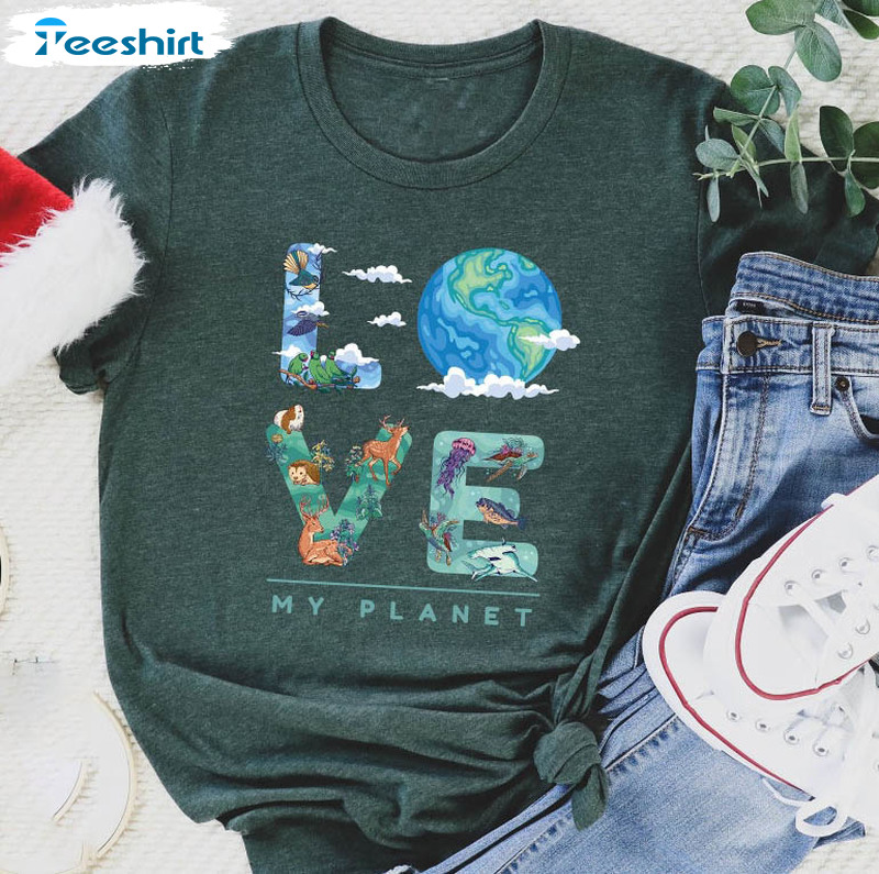 Love My Planet Cute Shirt, Vintage Make Everyday Earth Day Crewneck Short Sleeve