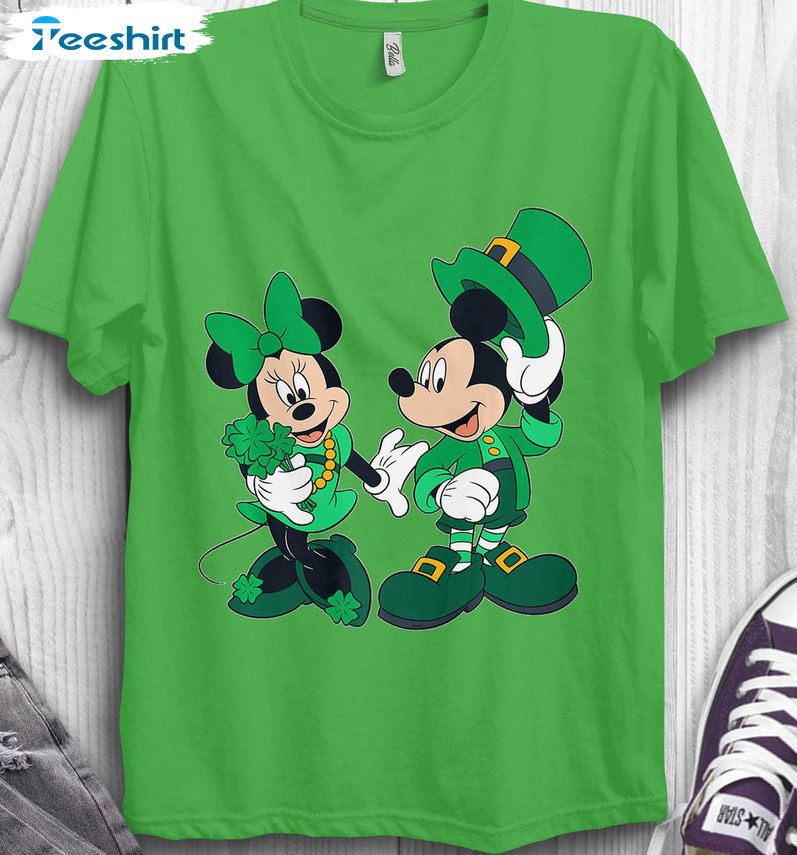 Disney Leprechaun Mickey Minnie Shamrock Shirt, St Patricks Day Unisex Hoodie Tee Tops