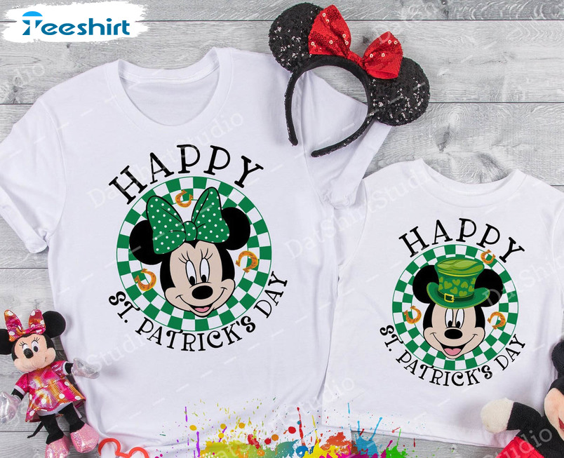 Happy St Patrick's Day Shirt, Disney Minnie Mickey Long Sleeve Tee Tops