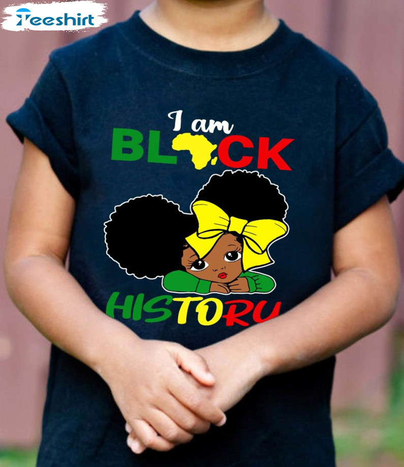 I Am Black History Shirt, Little Girl Hoodie Long Sleeve