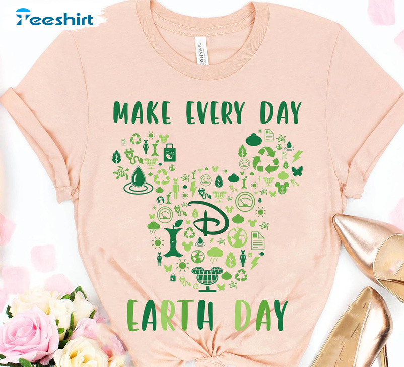 Mickey Mouse Make Everyday Earth Day Shirt, Trendy Disney Earth Day Short Sleeve Tee Tops