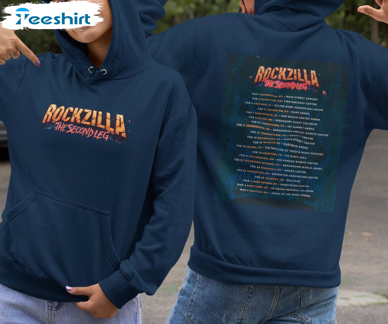 Rockzilla The Second Leg Tour Dates 2023 Shirt, Trendy World Tour Unisex Hoodie Long Sleeve