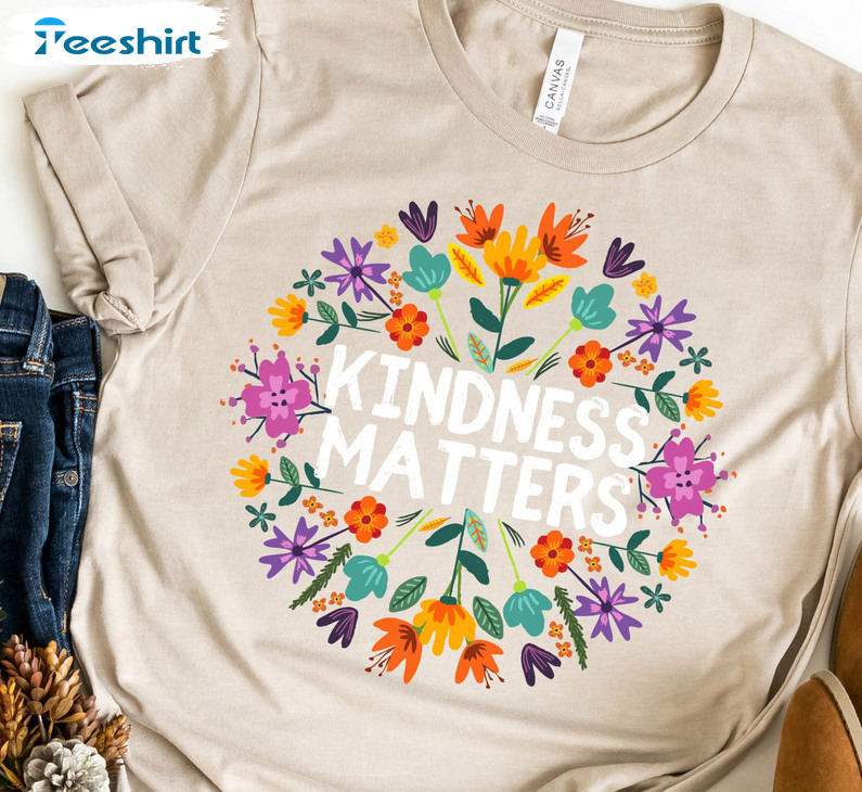 Kindness Matters Shirt, Boho Floral Be Kind Tee Tops Short Sleeve