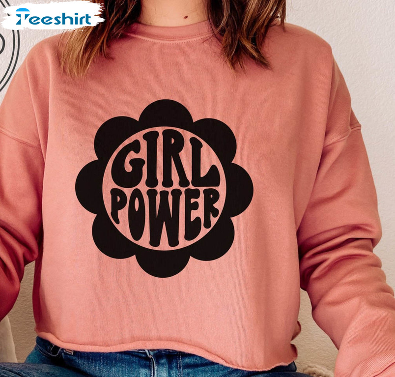 Girl Power Vintage Shirt, Trendy Sweatshirt Short Sleeve