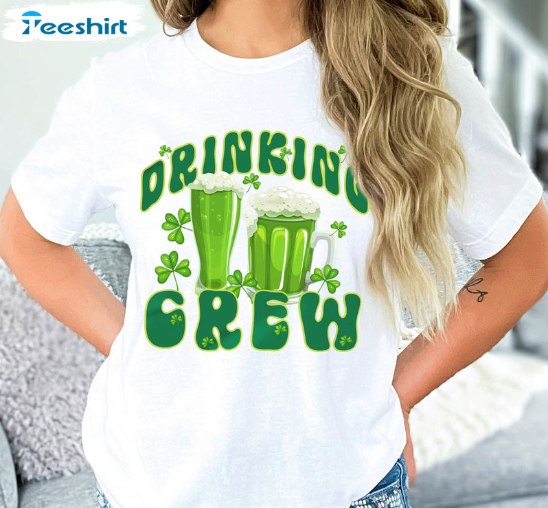 Green Beer Drinking Crew Shirt, St Patricks Day Unisex Hoodie Long Sleeve