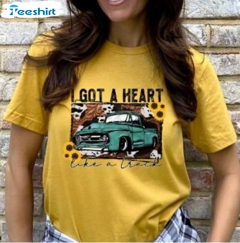 I Got A Heart Like A Truck Shirt, Vintage Long Sleeve Unisex Hoodie
