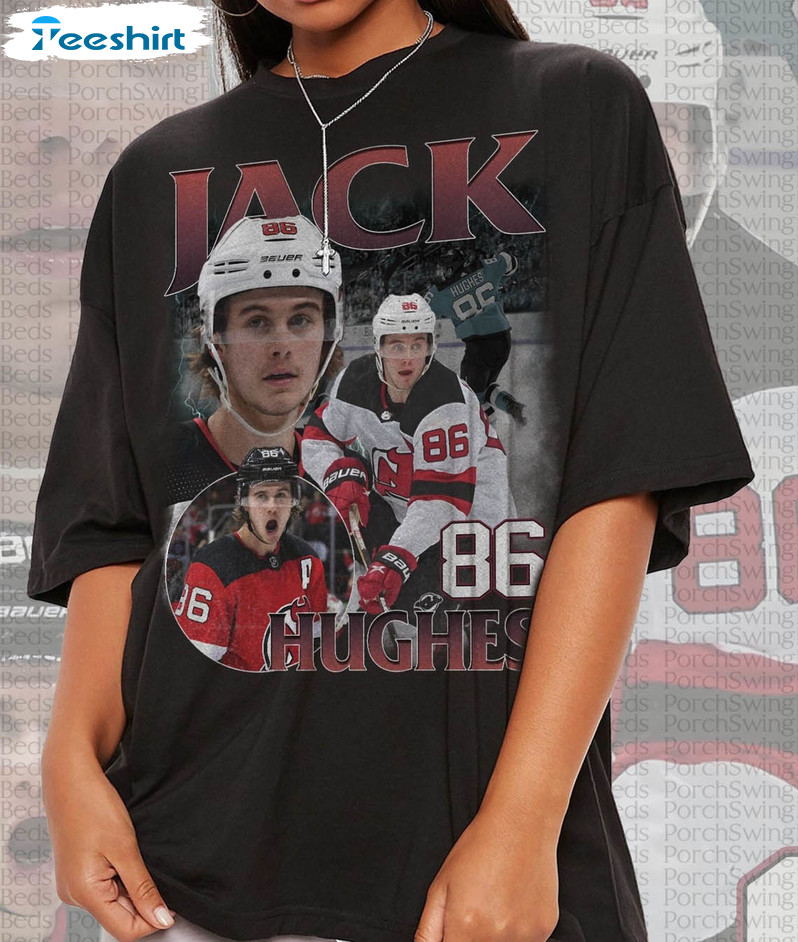 Jack Hughes Sweatshirt, Ice Hockey American Short Sleeve Unisex T-shirt