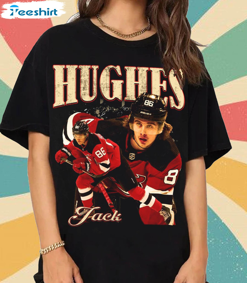 Jack Hughes Shirt, Ice Hockey American Short Sleeve Sweater