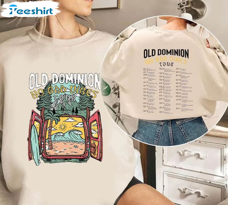 Old Dominion Band Trendy Shirt, No Bad Vibes Tour Tee Tops Short Sleeve