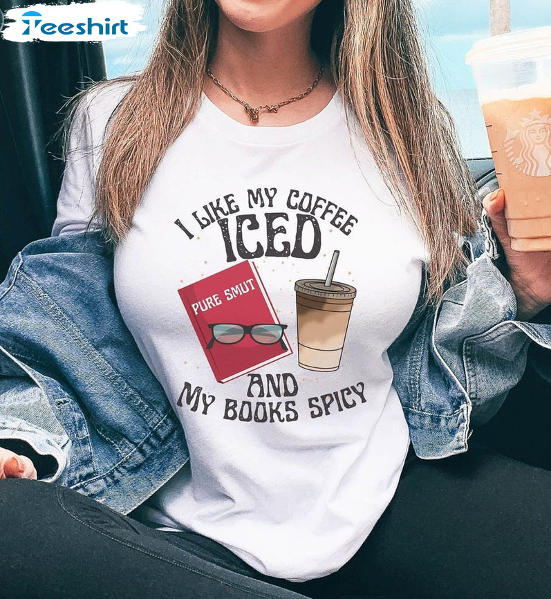 Spicy Books Vintage Shirt, I Like My Books Spicy & My Coffee Icy Short Sleeve Unisex T-shirt