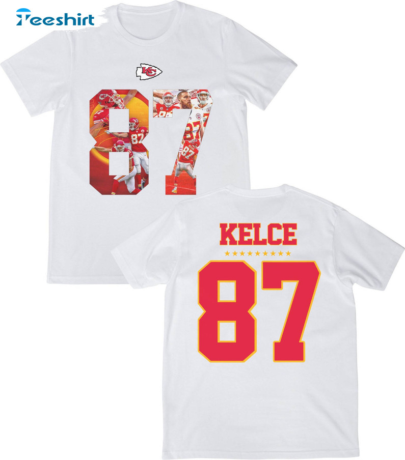 Travis Kelce Kansas City Chiefs Shirt, Trendy Jersey Lvii Super Bowl 2023 Crewneck Unisex Hoodie