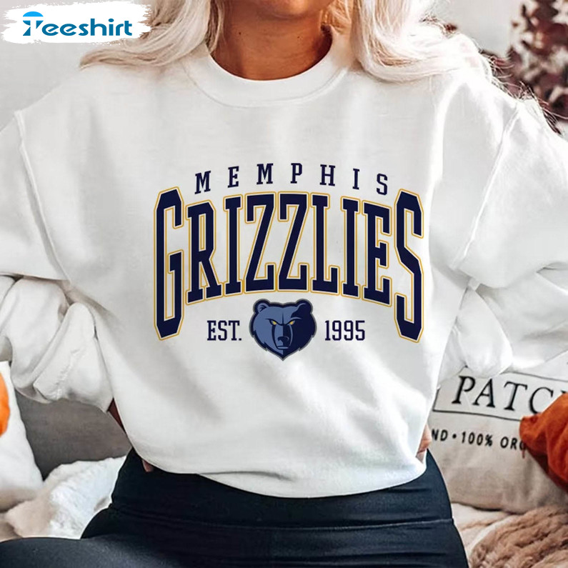 Memphis Grizzlies Sweatshirt, Vintage Basketball Short Sleeve Tee Tops