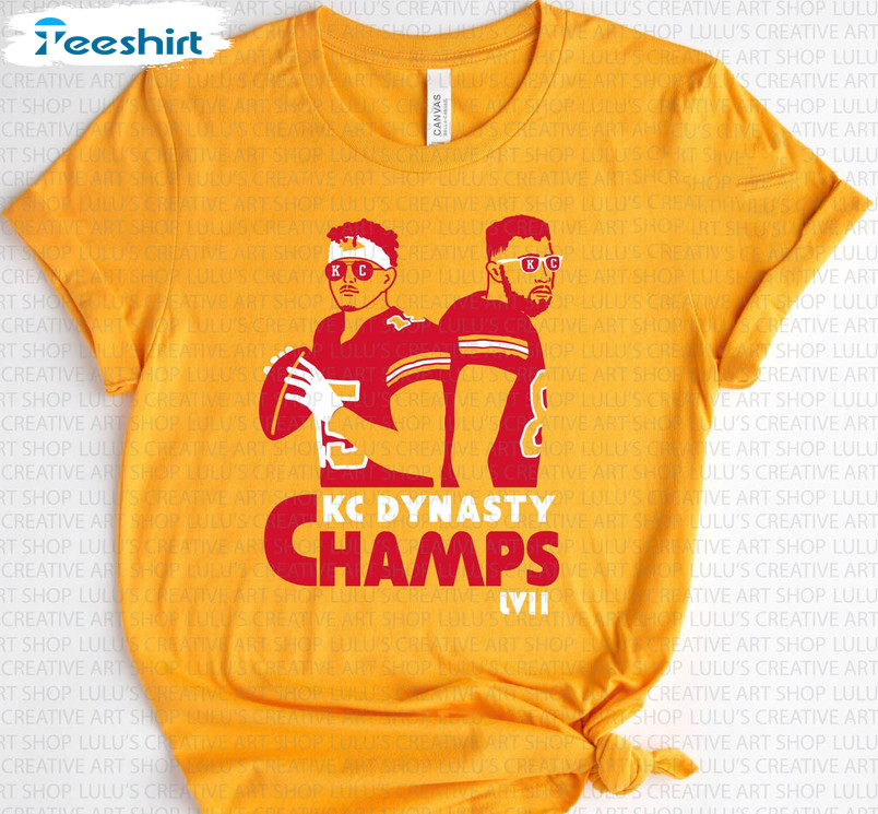 Kc Dynasty Champs Shirt, Mahomes Chiefs Unisex Hoodie Long Sleeve