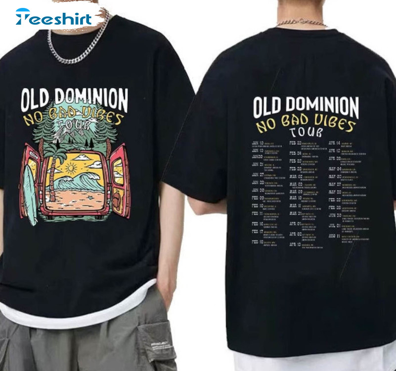 Old Dominion 2023 Tour Shirt, No Bad Vibes Tour Unisex Hoodie Short Sleeve