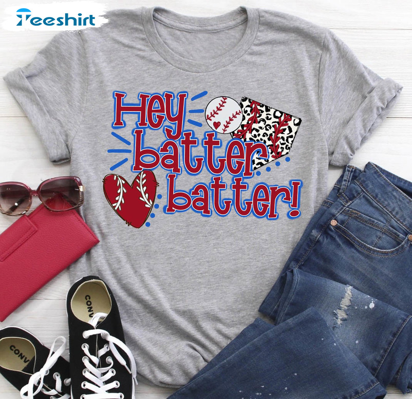 Hey Batter Batter Baseball Shirt, Baseball Mom Unisex T-shirt Long Sleeve