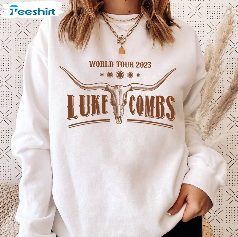 Luke Combs World Tour 2023 Sweatshirt, Bull Skull Luke Combs Unisex Hoodie Crewneck