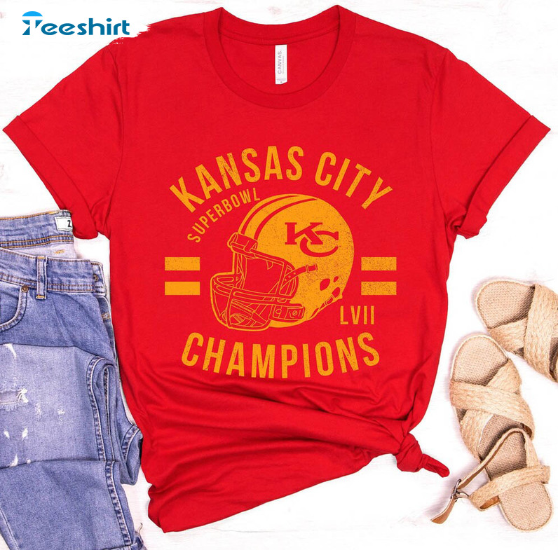 Chiefs Super Bowl Champions Shirt, Kc Chiefs Champions Unisex Hoodie  Crewneck