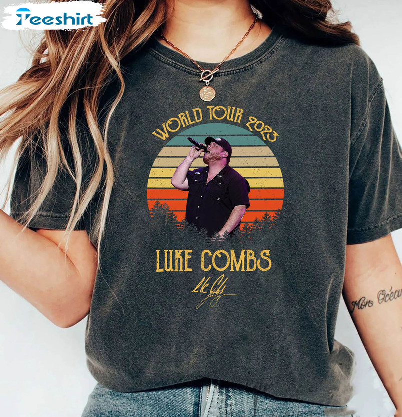 Vintage Luke Combs World Tour 2023 Shirt, Trendy Luke Combs Tour Crewneck Short Sleeve