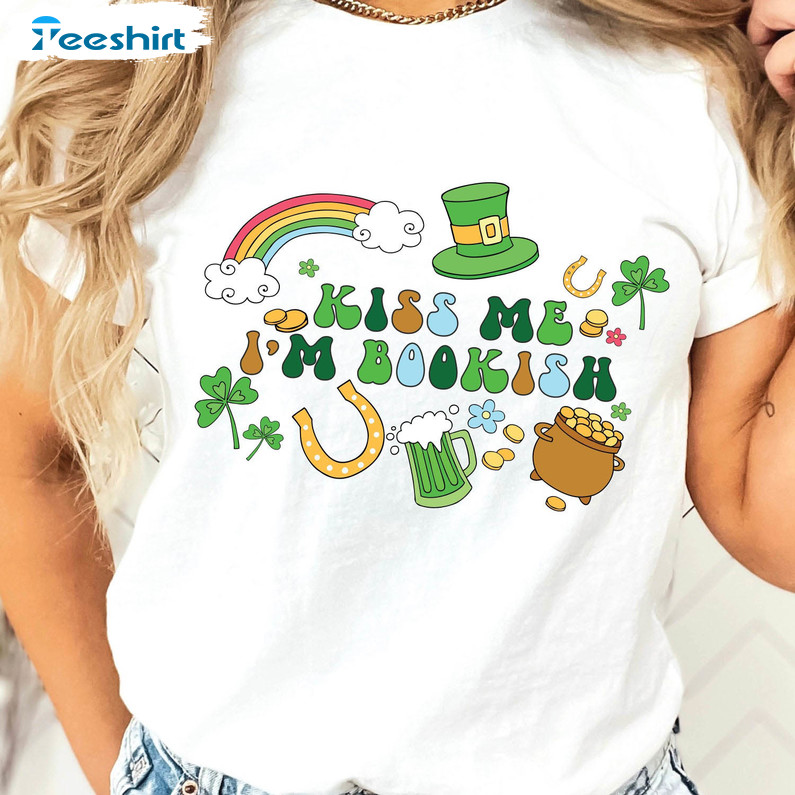 Kiss Me I'm Booklist Shirt, Funny St Patricks Day Unisex Hoodie Long Sleeve