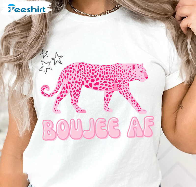 Boujee Af Pink Cheetah Shirt, Trendy Sweatshirt Short Sleeve