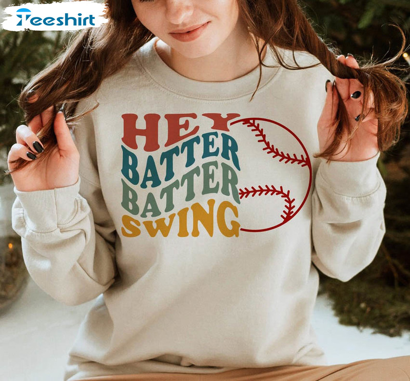 Hey Batter Batter Swing Shirt, Summer Baseball Short Sleeve Unisex T-shirt