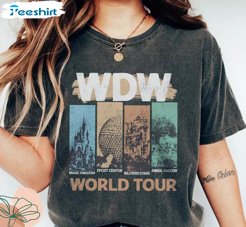 Retro Wdw World Tour Shirt, Disney World Vacation Unisex T-shirt Long Sleeve