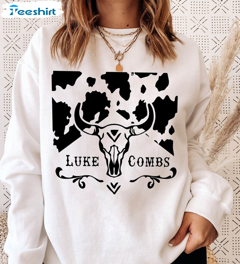 Bull Skull Luke Combs Trendy Shirt, Western Luke Combs Crewneck Unisex T-shirt