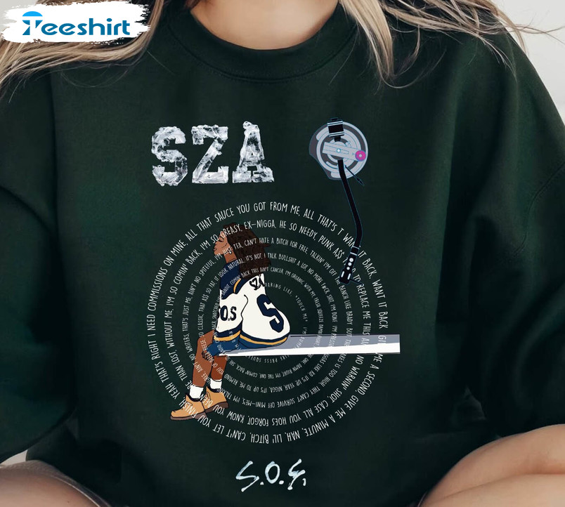 Sza Sos Lyrics Shirt, Sos Vinyl Record Crewneck Unisex Hoodie