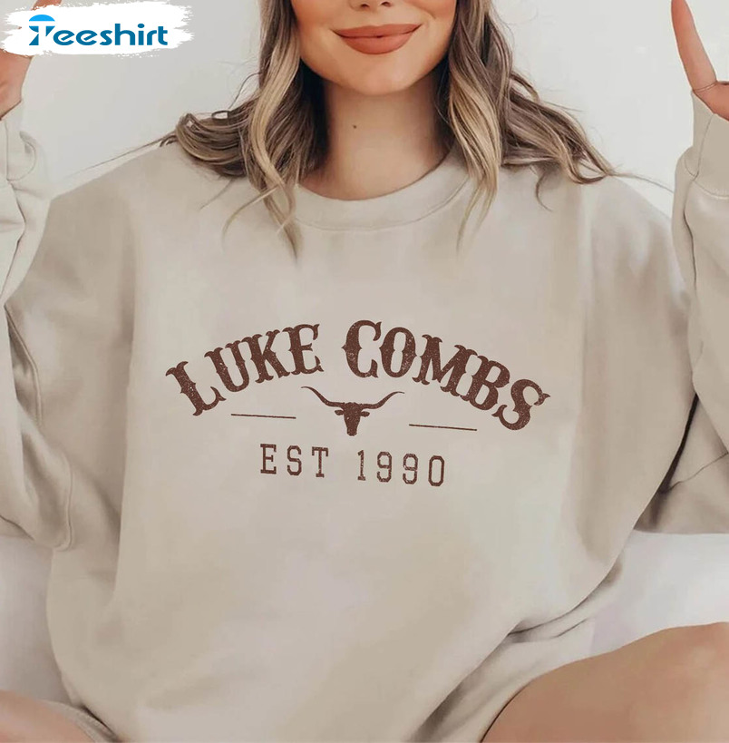 Vintage Luke Combs 1990 Shirt, Trendy Bull Skull Luke Combs Crewneck Unisex Hoodie