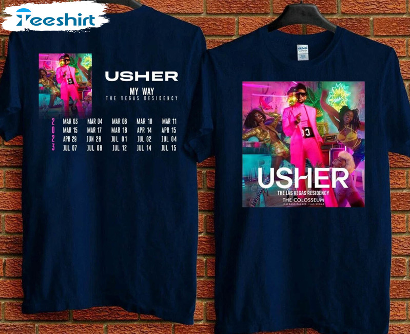 Usher My Way The Vegas Residency Tour Shirt, Rnb Music Concert 2023 Unisex Hoodie Long Sleeve