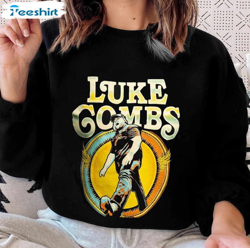 Luke Combs Bullhead Sweatshirt, Retro Country Music Short Sleeve Crewneck