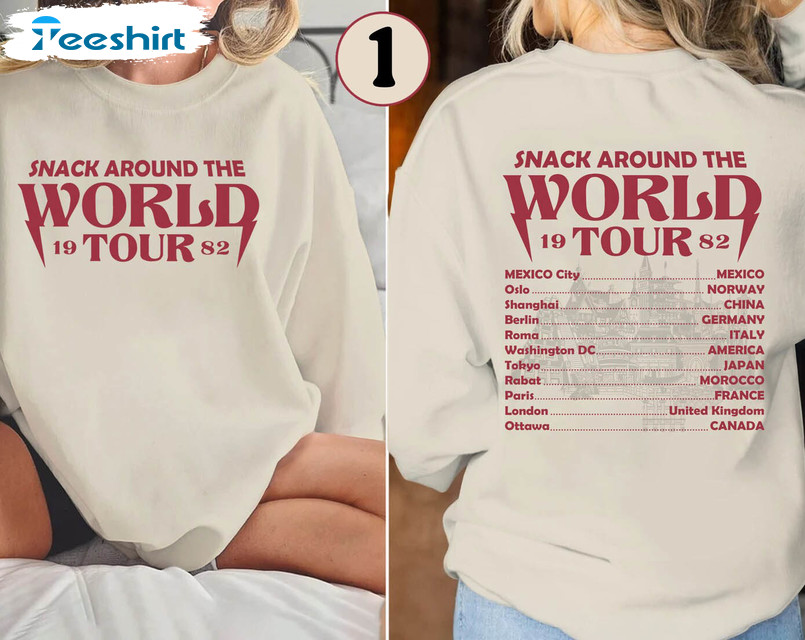 Snack Around The World Tour Vintage Shirt, Trendy Disneyworld Epcot World Tour Long Sleeve Tee Tops