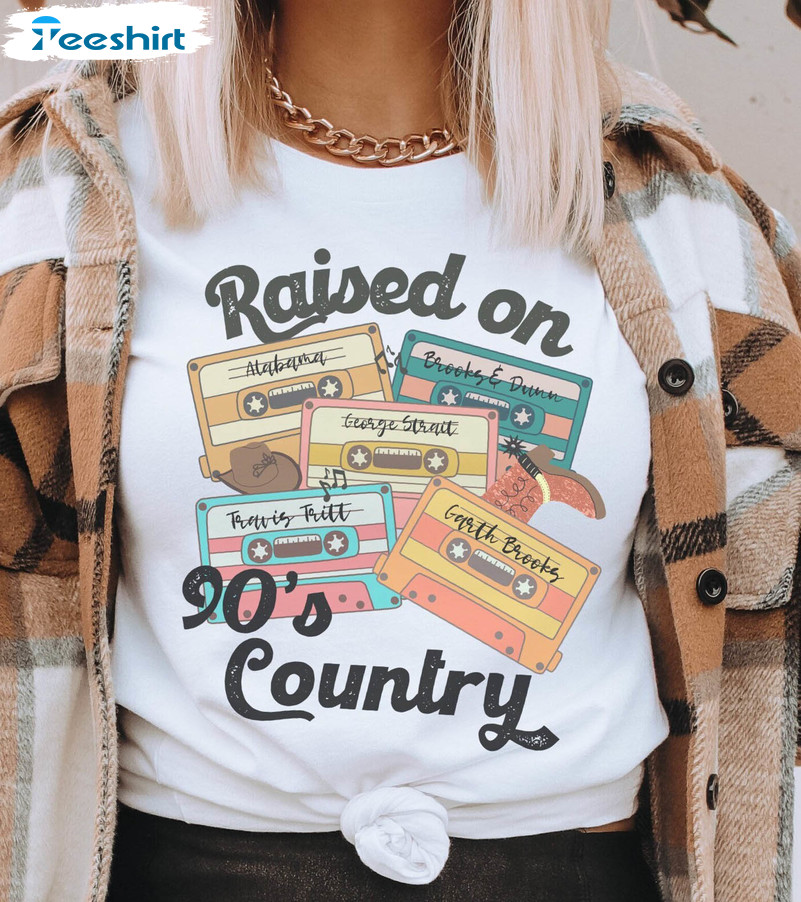 Raised On 90's Country Shirt, Country Music Vintage Unisex T-shirt Long Sleeve