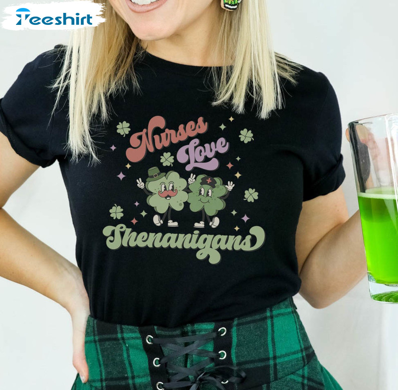 Retro St Patricks Day Nurse Shirt, Funny St Patrick Day Short Sleeve Long Sleeve