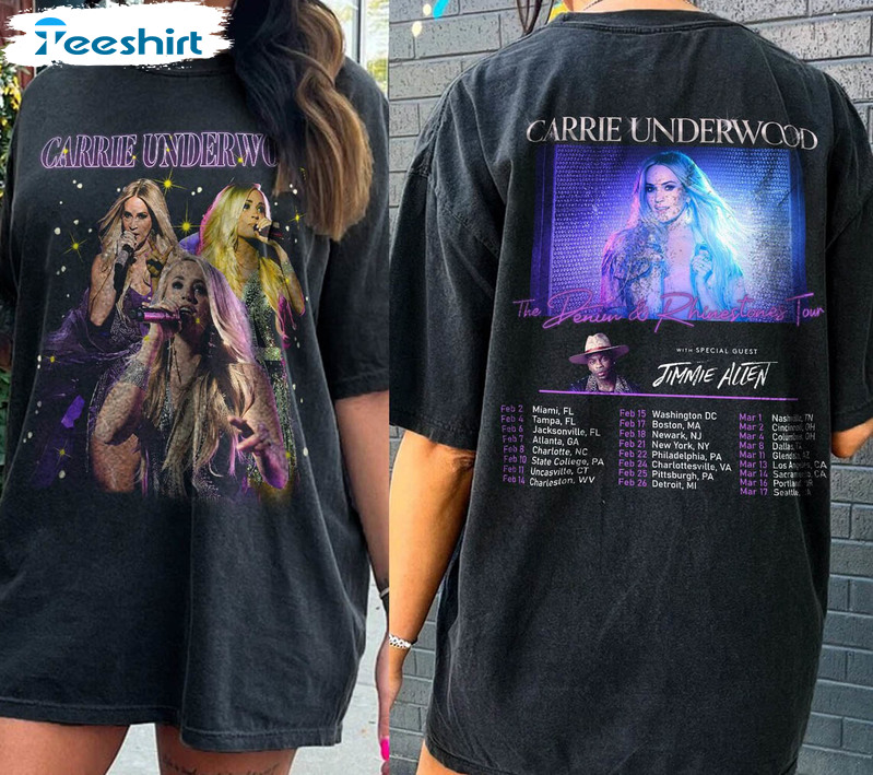 Carrie Underwood Denim And Rhinestones 2023 Tour Trendy Sweatshirt, Unisex T-shirt