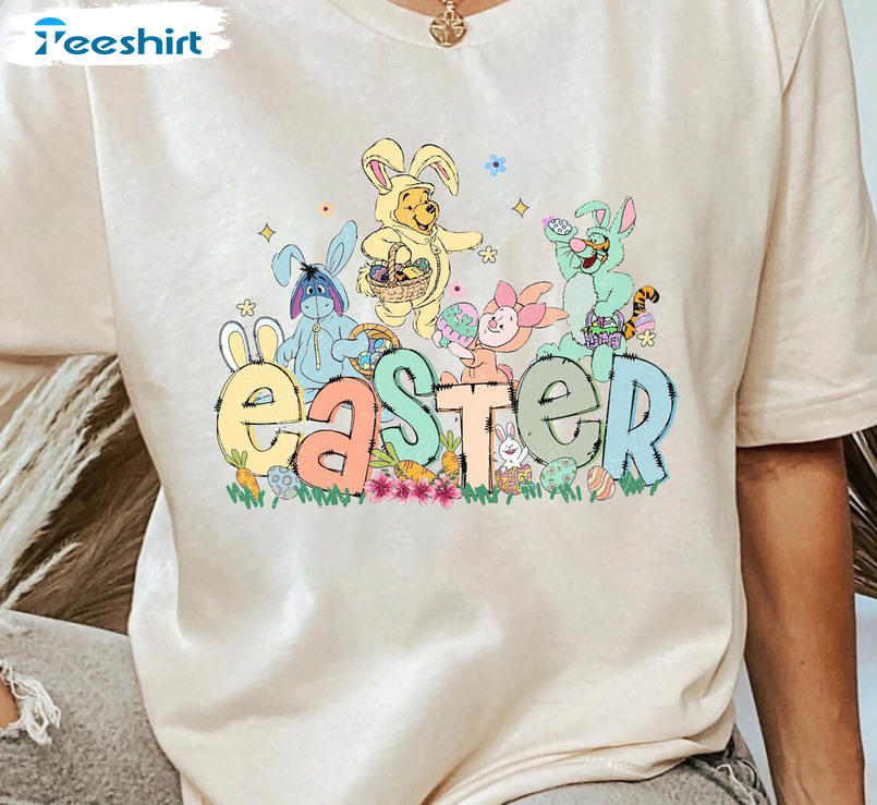 Winnie The Pooh Easter Funny Shirt, Cute Pooh Easter Crewneck Unisex Hoodie