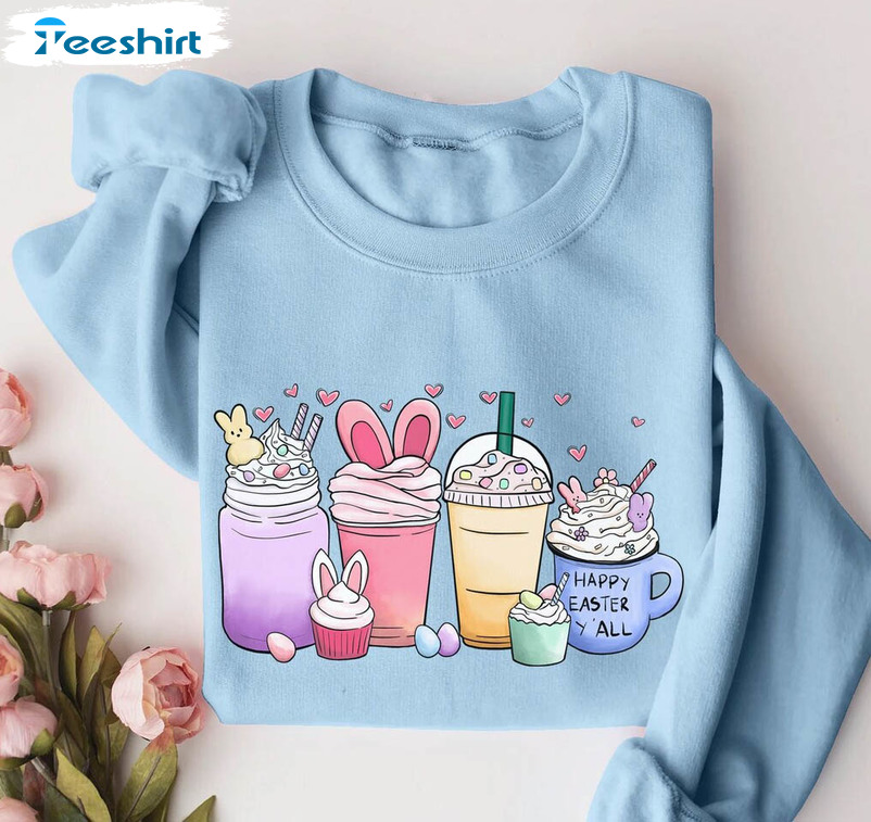 Easter Coffee Sweatshirt, Happy Easter Y'All Unisex Hoodie Long Sleeve