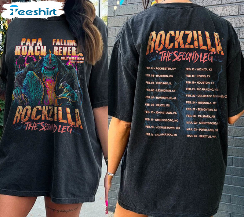 Rockzilla The Second Leg Tour 2023 Shirt, Rockzilla Tour Unisex Hoodie Short Sleeve