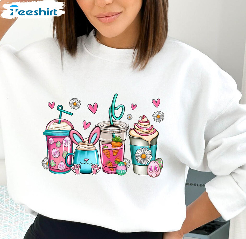 Easter Coffee Sweatshirt, Matching Coffee Lover Easter Long Sleeve Unisex Hoodie