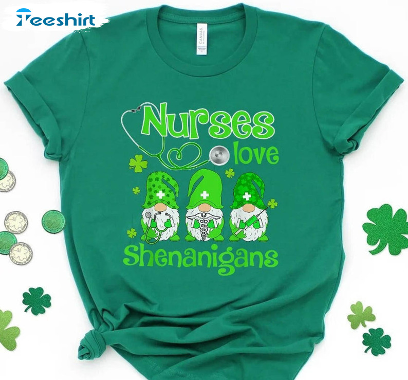 Nurse Love Shenanigans Shirt, Nurse Patricks Day Short Sleeve Long Sleeve