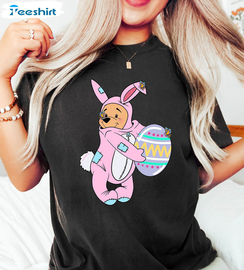 Easter Pooh Bear Shirt , Disney Easter Funny Long Sleeve Unisex T-shirt