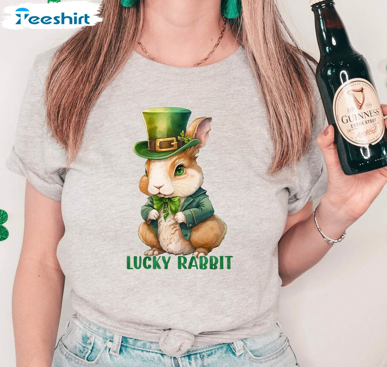 Lucky Rabbit Shirt , St Patricks Day Short Sleeve Unisex T-shirt