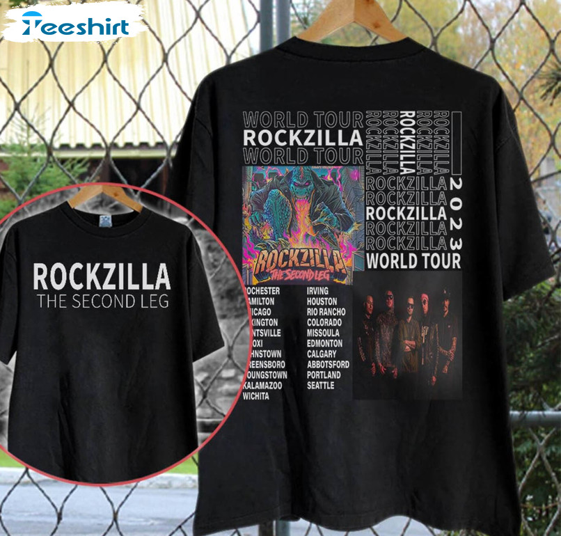 Rockzilla The Second Leg Tour Shirt, Trendy Rockzilla Rock Band Long Sleeve Unisex Hoodie