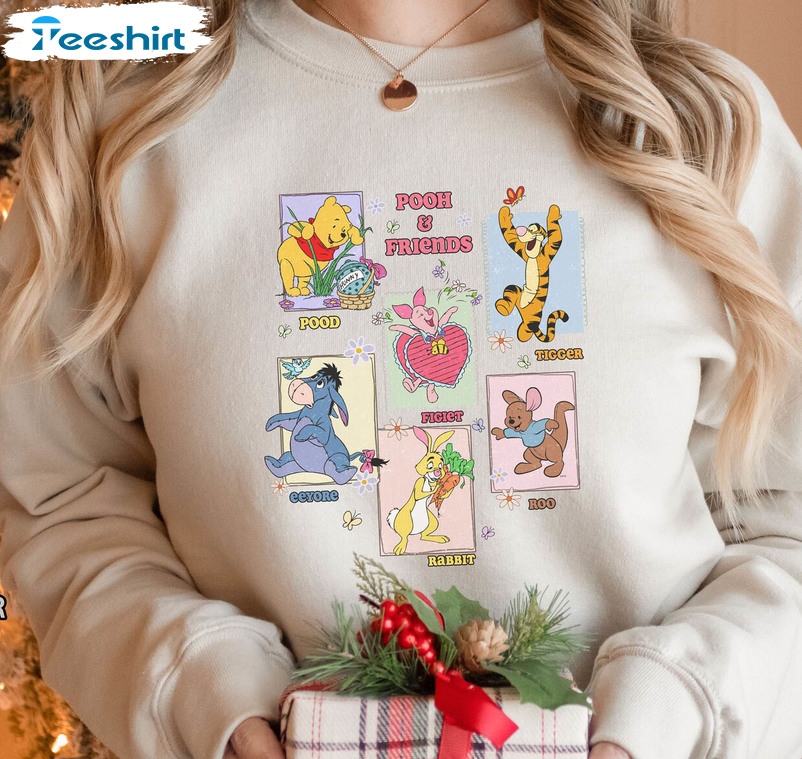 Winnie The Pooh Easter Sweatshirt, Easter Pooh And Friends Unisex Hoodie Long Sleeve