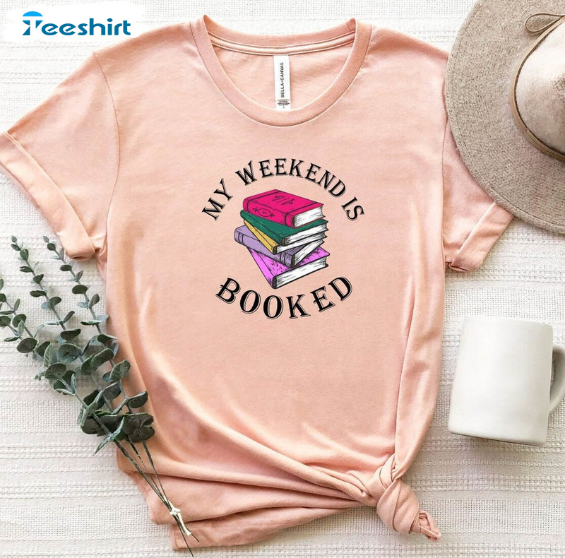 My Weekend Is Booked Shirt, Book Lover Vintage Short Sleeve Unisex Hoodie